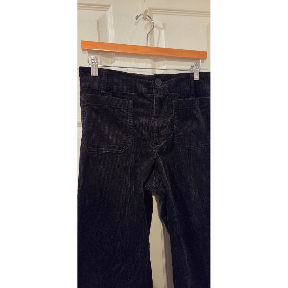 Maeve Anthro Colette Corduroy Crop Wide Leg Pants Black High Rise 28 Petite - Picture 4 of 10